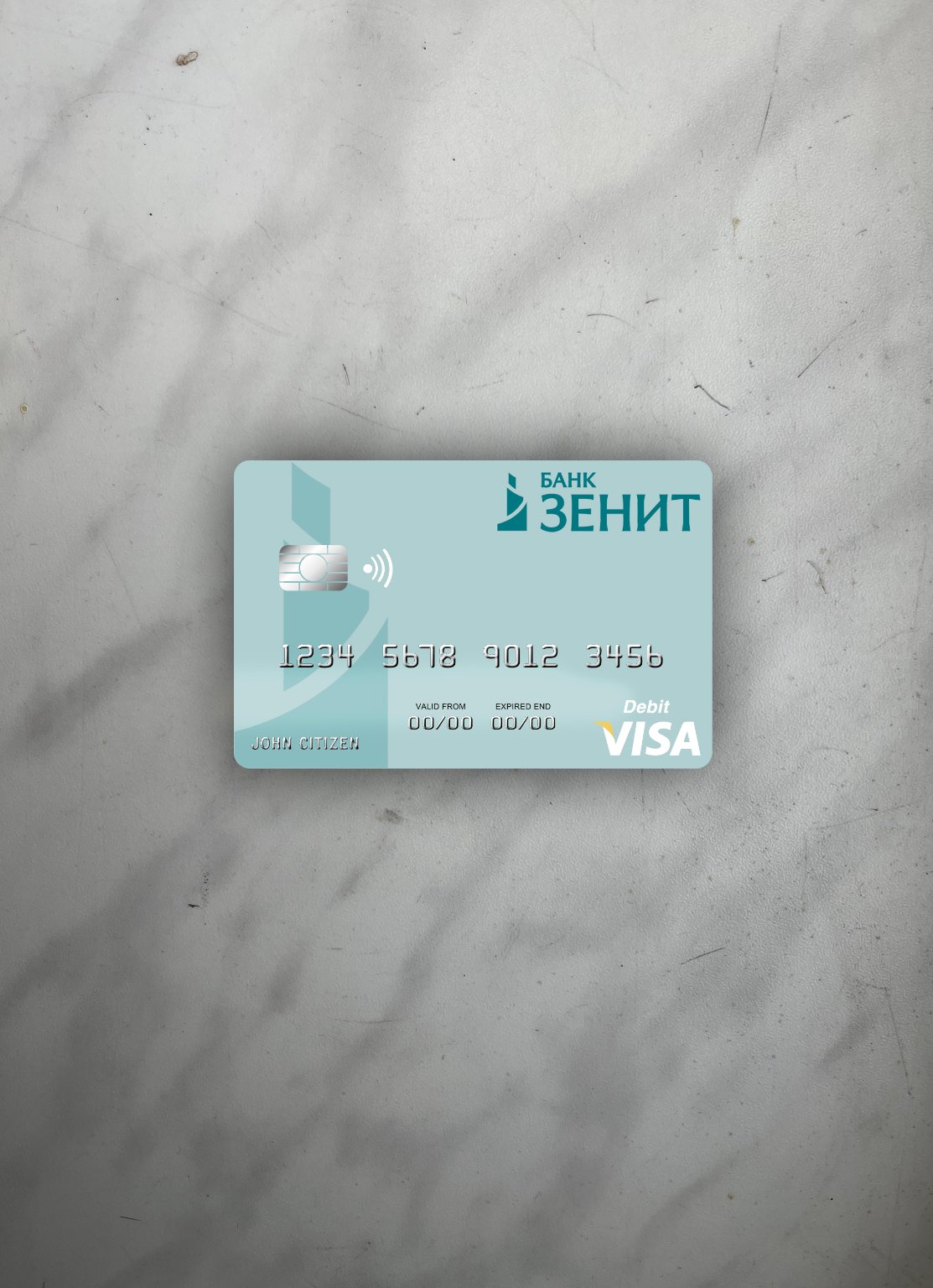 Download Russia Bank ZENIT visa debit card photolook front Photoshop template